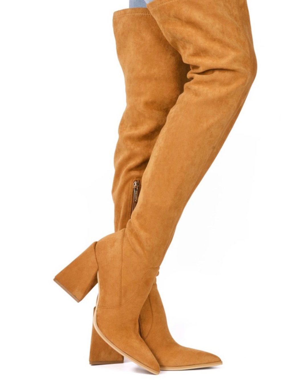 Cape Robbin Over-the-Knee Suede Boots in Tan